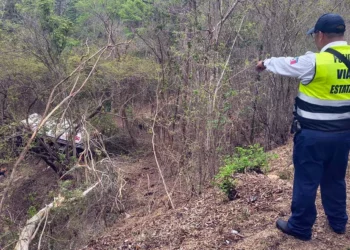 La pesada unidad terminó al fondo de un barranco de 20 metros.