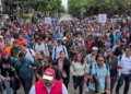 Foto: Cencos 22 // Marcha de regreso de la Secretaría de Gobernación al plantón de la CNTE en la Ciudad de México.