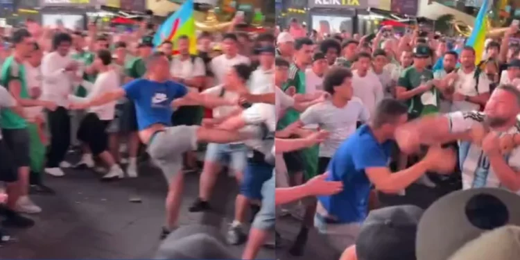 VIDEOS | ¡Estalla la pasión mundialista, hinchas se dan con todo! Pelea campal entre argentinos y argelinos sacude Nueva York