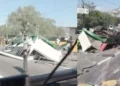 VIDEO | Volcadura de microbús colapsa la México-Pachuca y deja al menos 15 lesionados