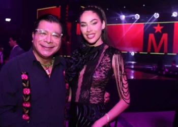 Fotos: Gil Obed González/Omar Maya // Yanina Gómez Ojeda, Miss Universo Paraguay 2025, con Lucio Gopar en la capital del país.