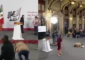 VIDEO | ¡Por un balón y la gloria viral! Reportera azota frente a Shienbaum durante la mañanera