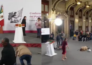 VIDEO | ¡Por un balón y la gloria viral! Reportera azota frente a Shienbaum durante la mañanera
