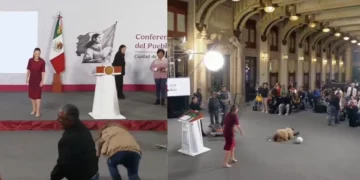 VIDEO | ¡Por un balón y la gloria viral! Reportera azota frente a Shienbaum durante la mañanera