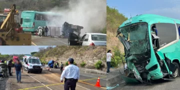 Autobús OCC involucrado en choque múltiple en Oaxaca: 6 muertos y escena devastadora