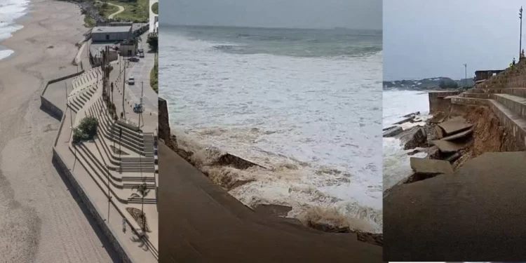 El mar gana la batalla en Salina Cruz: colapsa mirador de Playa Abierta tras días de oleaje extremo