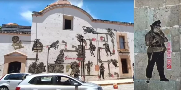 VIDEO | ¡Arte urbano y memoria! Esténciles conmemoran 20 años del fallido desalojo de la CNTE en Oaxaca