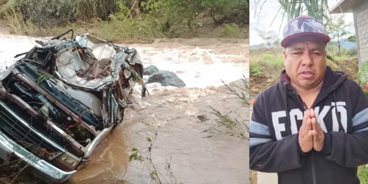 VIDEO | Río arrastra vehículo de grupo musical en San Luis Amatlán; integrante fallece ahogado
