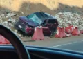 Foto: redes sociales // El accidente de una camioneta Toyota cerca de Nochixtlán, el 18 de julio.