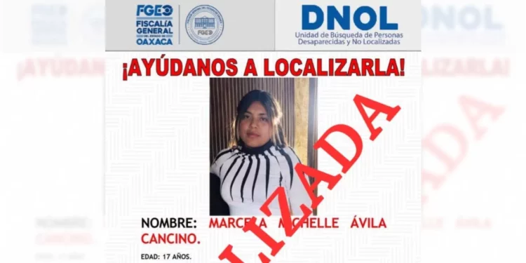 La adolescente de 17 años fue localizada sanas y salvas en las inmediaciones de la terminal de autobuses de la Heroica Ciudad de Miahuatlán de Porfirio Díaz.