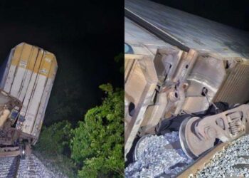 Foto: redes sociales // Al menos dos vagones terminaron recostados a un lado de las vías del Tren Interoceánico.