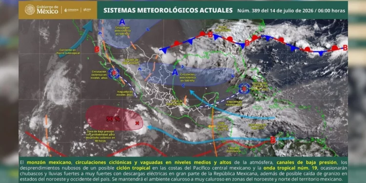 Protección Civil mantiene vigilancia por posible ciclón; lluvias, tormentas y calor persistirán en Oaxaca