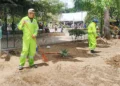 Foto: Adrián Gaytán // El caucho para calistenia está cancelado, pero prosiguen las obras en el Paseo Juárez, El Llano.