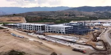 Foto: cortesía // Se informó que el Hospital Regional de Alta Especialidad Oaxaca lleva un avance de obra del 55% en Ciudad Salud.