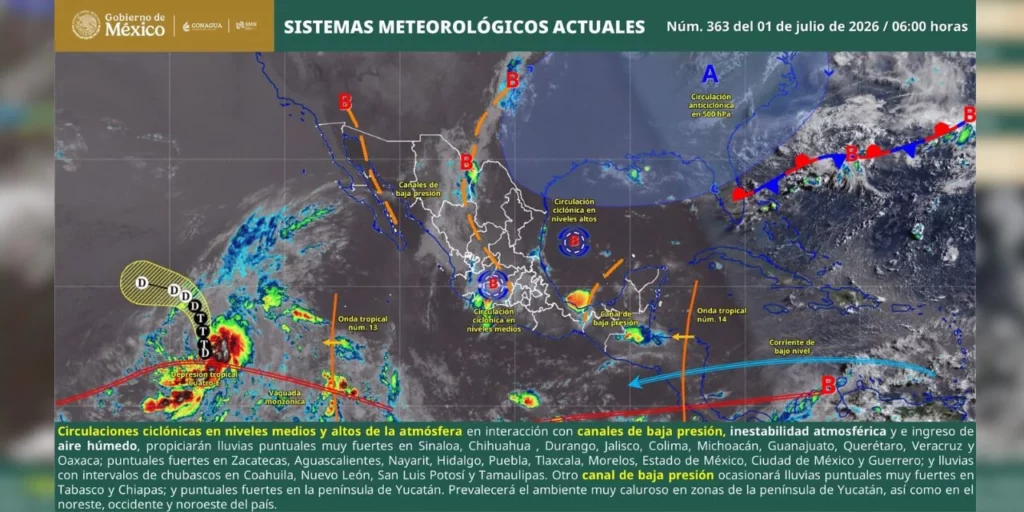 Nueva onda tropical eleva el riesgo de lluvias y tormentas en Oaxaca