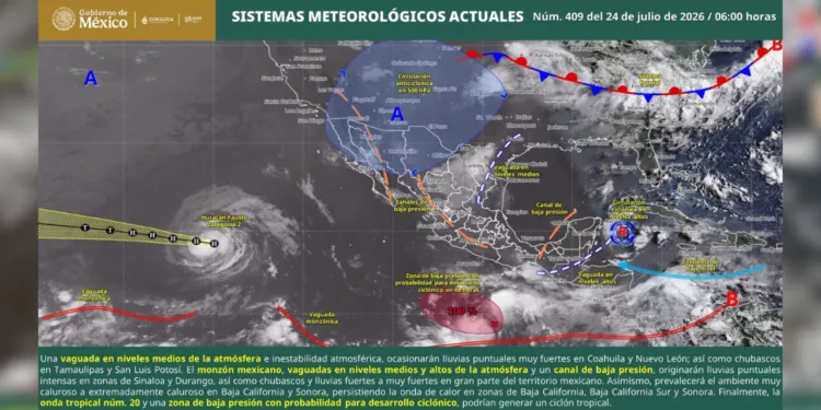 Lluvias intensas y calor extremo mantienen en alerta a Oaxaca; vigilan posible desarrollo ciclónico