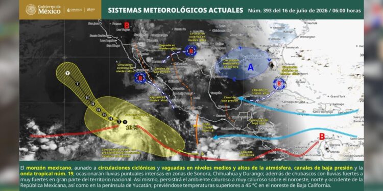 Lluvias se concentrarán en cuatro regiones de Oaxaca; persisten calor intenso y oleaje elevado