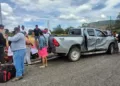 Foto: redes sociales // Accidente sobre la carretera 190 el 15 de agosto de 2026, en el perímetro del crucero de San Pablo Villa de Mitla, entre un automóvil particular y un taxi foráneo.