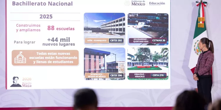 Foto: Presidencia de la República // Claudia Sheinbaum dobla la apuesta de lugares para el bachillerato nacional.