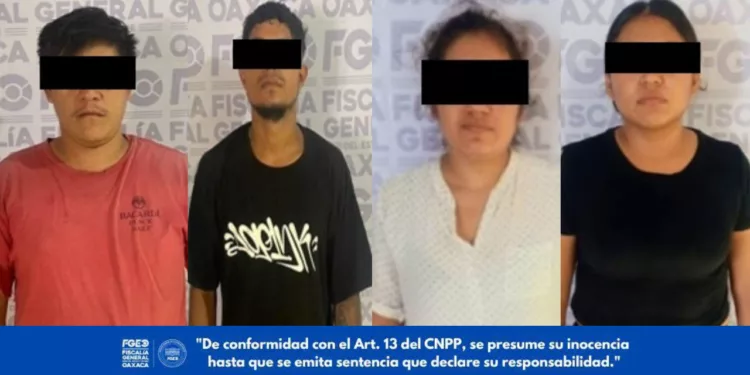 ¡Golpe al narcomenudeo en Juchitán! Caen cuatro con droga, arma y un chaleco de la Fiscalía