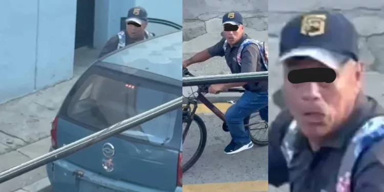 VIDEO | ¡Lo cacharon con las manos en el auto! Presunta ‘rata’ huye en bicicleta tras ser descubierto en Oaxaca