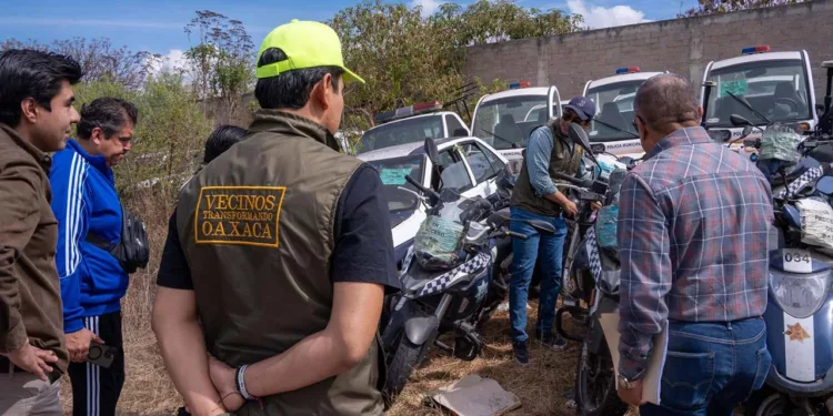 Foto: gobierno municipal // Todo tipo de vehículos saturan ya el encierro de autos de San Agustín Etla.