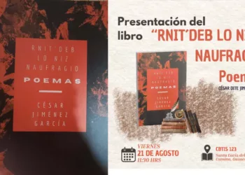 Foto: redes sociales // Cartel promocional emitido por el Instituto de la Lectura para la presentación del poemario RNIT'DEB LO NIZ / Naufragio: poemas en el CBTIS 123.