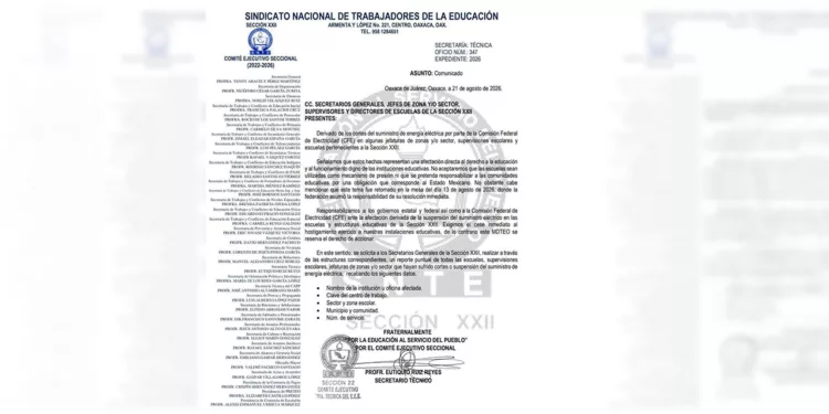 Advierte S-22 movilizaciones por corte de energía eléctrica en escuelas y oficinas