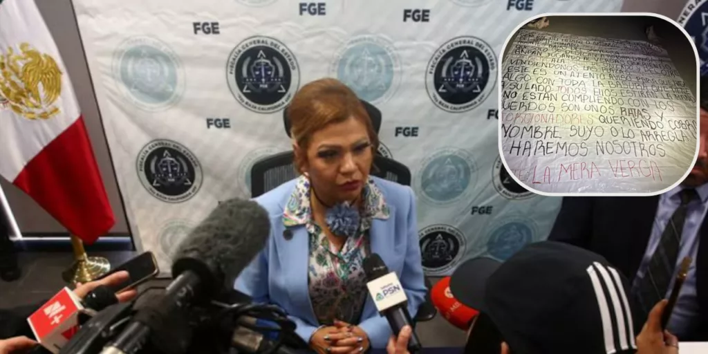 Narcomanta y cabeza de cerdo: ¡Amenaza sacude a la fiscalía de Baja California!