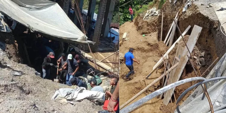 ¡Se los tragó la tierra! Derrumbe atrapa a dos trabajadores en Huautla; logran rescatarlos con vida