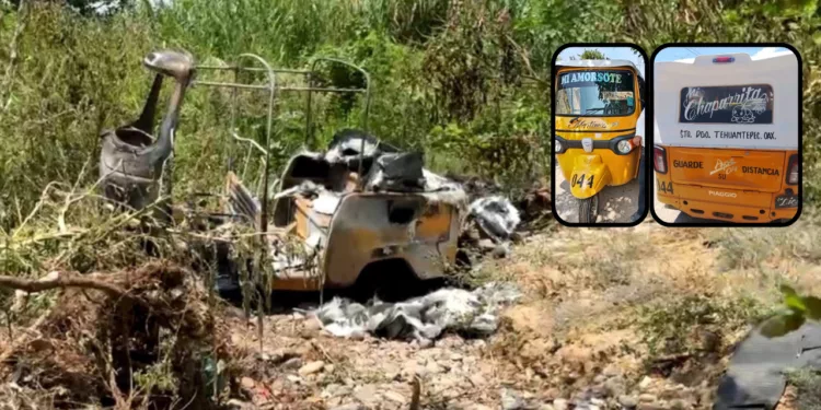 Roban y queman mototaxi en Tehuantepec; era el sustento de una familia