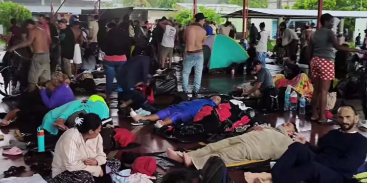 Foto: cortesía // El agotamiento comienza a hacerse evidente entre los integrantes de la caravana migrante “Sueños sin Fronteras” que se encuentra en los límites de Oaxaca con Chiapas.