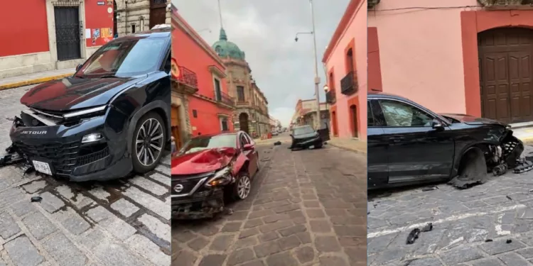 Violento choque paraliza cruce en pleno Centro Histórico de Oaxaca