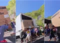 Los testigos del accidente vaciaron gran parte de la caja de la pesada unidad de motor ante la falta de presencia policial.