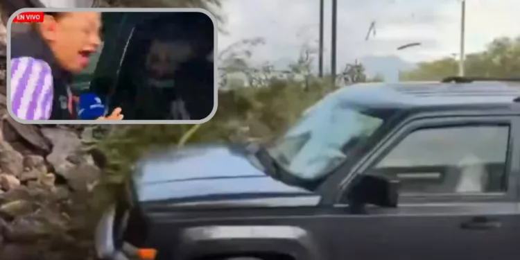 VIDEO  | En plena transmisión camioneta derrapa y embiste a reportera que cubría deslave en Monterrey
