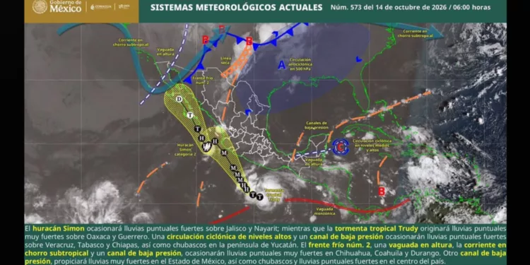 ¡ALERTA EN OAXACA! “TRUDY” amenaza con lluvias intensas, fuertes vientos y oleaje elevado