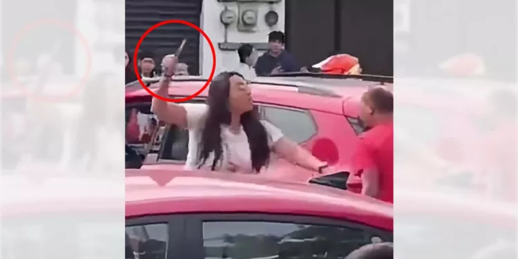 Foto: Redes sociales // A pesar de ser el agredido, tras la violenta reacción de Lady Navajas, la policía iba a detener a la víctima.