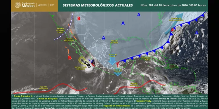 Frente frío 2 golpea Oaxaca: lluvias intensas, vientos peligrosos y temperaturas de hasta 5 grados