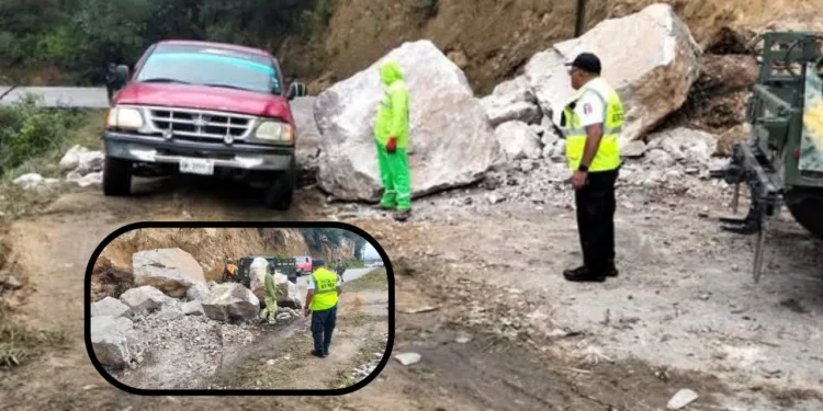 ¡Derrumbe pone en riesgo a conductores en Oaxaca! Cierran parcialmente la Carretera Federal 175