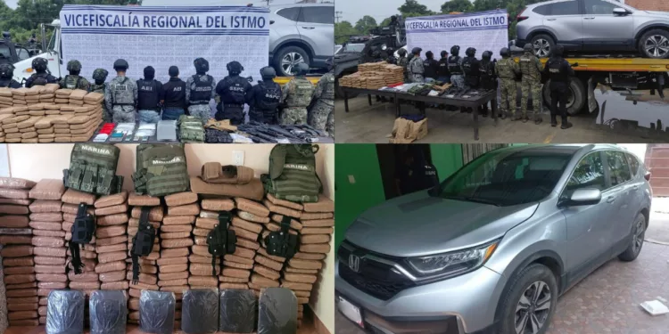 ¡Revientan presunta base criminal en Juchitán! Drogas, armas y equipo táctico, al descubierto